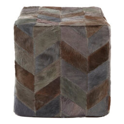 Orsina Safira Grey Leather Chevron Pouffe