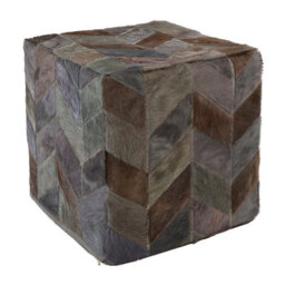 Orsina Safira Grey Leather Chevron Pouffe - thumbnail 4