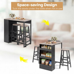 91 Cm Counter Height Bistro Table With 3 Storage Shelves & 2 Stools - thumbnail 6