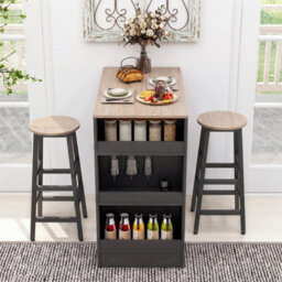 91 Cm Counter Height Bistro Table With 3 Storage Shelves & 2 Stools - thumbnail 5