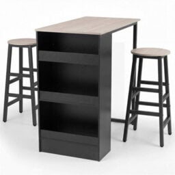 91 Cm Counter Height Bistro Table With 3 Storage Shelves & 2 Stools - thumbnail 4
