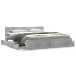 Walplus Bed Frame With Headboard Without Mattress Concrete Grey 180X200 Cm Super King - thumbnail 4
