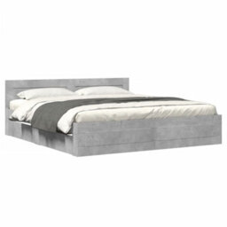 Walplus Bed Frame With Headboard Without Mattress Concrete Grey 180X200 Cm Super King - thumbnail 2