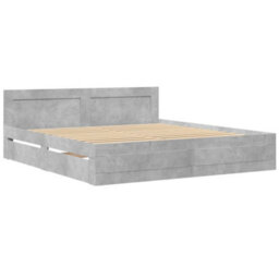Walplus Bed Frame With Headboard Without Mattress Concrete Grey 180X200 Cm Super King - thumbnail 3