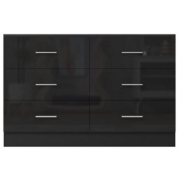 Reflect Wide 6 Drawer Chest - Black Gloss & Matt Black - Modern Bedroom Storage Unit With Drawers - H: 75Cm X W: 112Cm X D: 40Cm - thumbnail 5