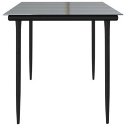 Berkfield Garden Dining Table Black 160X80X74Cm Steel And Tempered Glass - thumbnail 4