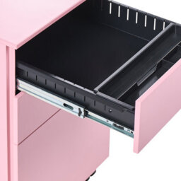 Beliani Office Pink Steel 3-Drawer Locking Storage Unit On Castors, Compact Home Office Filing Cabinet - thumbnail 8