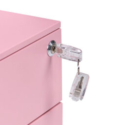 Beliani Office Pink Steel 3-Drawer Locking Storage Unit On Castors, Compact Home Office Filing Cabinet - thumbnail 7