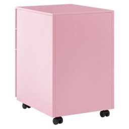 Beliani Office Pink Steel 3-Drawer Locking Storage Unit On Castors, Compact Home Office Filing Cabinet - thumbnail 6