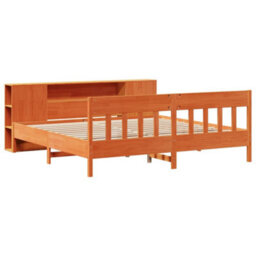Berkfield Bookcase Bed Without Mattress Wax Brown 200X200Cm Solid Wood Pine - thumbnail 3
