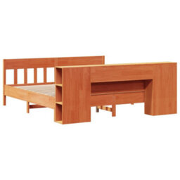 Berkfield Bookcase Bed Without Mattress Wax Brown 200X200Cm Solid Wood Pine - thumbnail 6