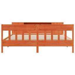 Berkfield Bookcase Bed Without Mattress Wax Brown 200X200Cm Solid Wood Pine - thumbnail 4
