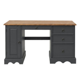 Mercers Furniture Corona Charcoal Grey Computer Desk Straight Work Station Office Solid Wood Mexican Pine Wooden - thumbnail 3
