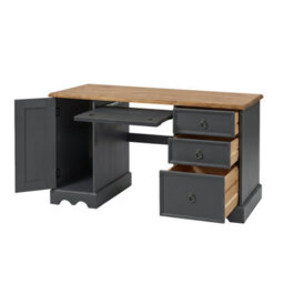 Mercers Furniture Corona Charcoal Grey Computer Desk Straight Work Station Office Solid Wood Mexican Pine Wooden - thumbnail 4