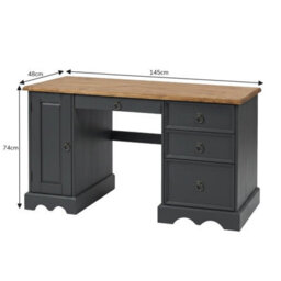 Mercers Furniture Corona Charcoal Grey Computer Desk Straight Work Station Office Solid Wood Mexican Pine Wooden - thumbnail 5