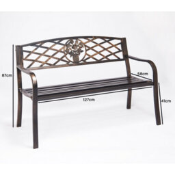 Greenhurst Coalbrookdale Metal Garden Bench Bronze Floral Cast Iron Inset - thumbnail 5