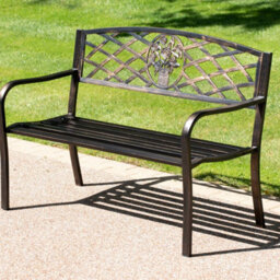 Greenhurst Coalbrookdale Metal Garden Bench Bronze Floral Cast Iron Inset - thumbnail 4