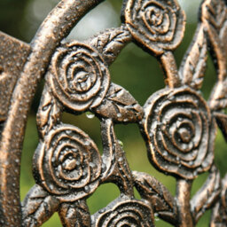 Greenhurst Coalbrookdale Metal Garden Bench Bronze Floral Cast Iron Inset - thumbnail 3