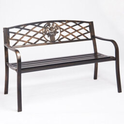 Greenhurst Coalbrookdale Metal Garden Bench Bronze Floral Cast Iron Inset - thumbnail 2