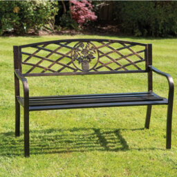 Greenhurst Coalbrookdale Metal Garden Bench Bronze Floral Cast Iron Inset - thumbnail 1