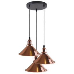 3 Light Bar Indoor Ceiling Industrial Pendant Fitting 100Cm Adjustable Loft Cord Cable 21Cm Retro Metal Cone Lightshade