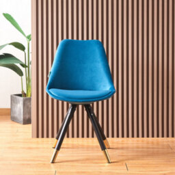 Life Interiors Set Of 4 Blue Sofia Ergonomic Modern Dining Chairs Upholstered In Velvet, Metal Legs With Gold End Tips - thumbnail 2
