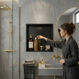 ARKO BATHROOM Arko Stainless Steel Shower Niche Wall Insert, Bathroom Shower Storage Shelf, Black - thumbnail 8