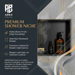 ARKO BATHROOM Arko Stainless Steel Shower Niche Wall Insert, Bathroom Shower Storage Shelf, Black - thumbnail 6