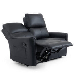 More4Homes Madrid 2+3 Seater Manual Recliner Air Leather Sofa Set (Black) - thumbnail 4