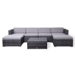 Evre Grey Rattan Outdoor Garden Furniture Nevada Set 6 Seater Sofa With Coffee Table - thumbnail 6