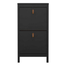 Wyld Haus Wildberry Matt Black Wooden Shoe Cabinet With 2 Flip-Down Doors And Metal Handle - thumbnail 3