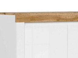 Impact Furniture Small Sideboard White Gloss Cabinet Compact Cupboard Modern Scandi Oak Effect Soft Close Storage Unit Holten - thumbnail 7