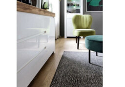 Impact Furniture Small Sideboard White Gloss Cabinet Compact Cupboard Modern Scandi Oak Effect Soft Close Storage Unit Holten - thumbnail 2