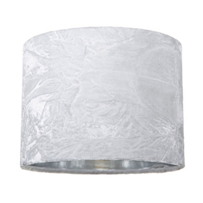 Happy Homewares Modern White Crushed Velvet 8 Table/pendant Lampshade With Shiny Silver Inner - image 1