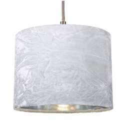 Happy Homewares Modern White Crushed Velvet 8 Table/pendant Lampshade With Shiny Silver Inner - thumbnail 2
