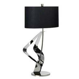 Elegant Black Shade Table Lamp With Polished Nickel Finish And Led Bulb - thumbnail 2