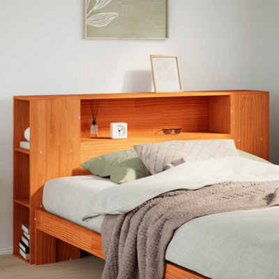 Berkfield Headboard With Storage Wax Brown 140 Cm Solid Wood Pine - image 1