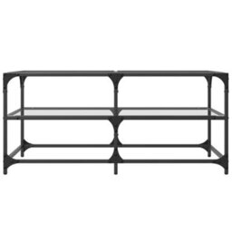 Berkfield Coffee Table With Transparent Glass Top 98.5X50X45 Cm Steel - thumbnail 4