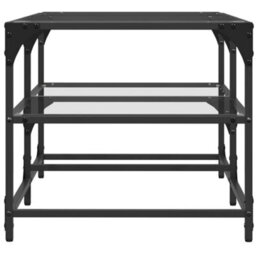 Berkfield Coffee Table With Transparent Glass Top 98.5X50X45 Cm Steel - thumbnail 5