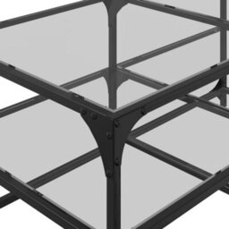 Berkfield Coffee Table With Transparent Glass Top 98.5X50X45 Cm Steel - thumbnail 8