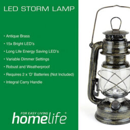 "Homelife ""ottawa"" Led Storm Lamp Antique Brass" - thumbnail 3