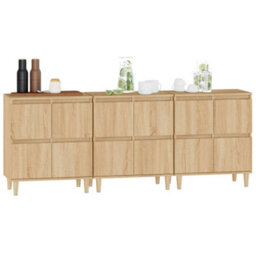 Berkfield Sideboards 3 Pcs Sonoma Oak 60X35X70 Cm Engineered Wood - thumbnail 4