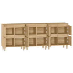 Berkfield Sideboards 3 Pcs Sonoma Oak 60X35X70 Cm Engineered Wood - thumbnail 7