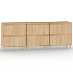 Berkfield Sideboards 3 Pcs Sonoma Oak 60X35X70 Cm Engineered Wood - thumbnail 2