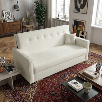 Viva Sonic Iv Sofa Bed With Storage Compartment Chipboard Frame Polyurethane Foam Wooden Legs 173X100X85Cm White - image 1