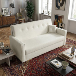 Viva Sonic Iv Sofa Bed With Storage Compartment Chipboard Frame Polyurethane Foam Wooden Legs 173X100X85Cm White - thumbnail 1