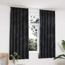 Berkfield Blackout Curtains 2 Pcs With Hooks Velvet Anthracite 140X175 Cm - thumbnail 1