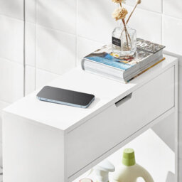 Sobuy Bzr48-W, Bathroom Toilet Paper Roll Holder, Narrow Shelf Storage Cabinet,white,w55Xd20Xh60 - thumbnail 8