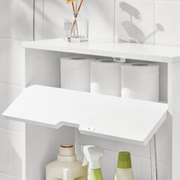 Sobuy Bzr48-W, Bathroom Toilet Paper Roll Holder, Narrow Shelf Storage Cabinet,white,w55Xd20Xh60 - thumbnail 5