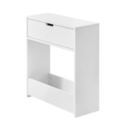 Sobuy Bzr48-W, Bathroom Toilet Paper Roll Holder, Narrow Shelf Storage Cabinet,white,w55Xd20Xh60